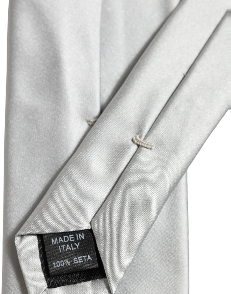 Dolce & Gabbana Gray Satin 100% Silk Adjustable Tied Men Necktie Tie