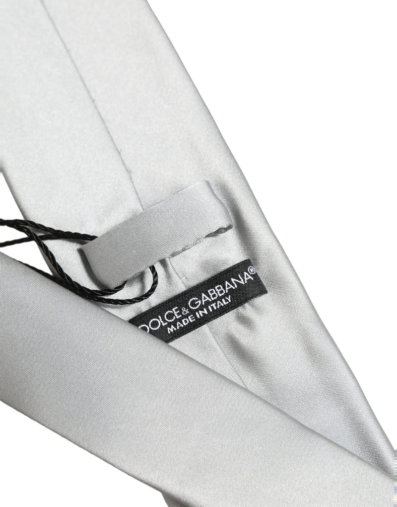 Dolce & Gabbana Gray Satin 100% Silk Adjustable Tied Men Necktie Tie
