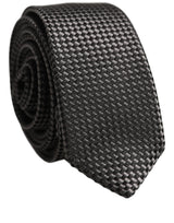 Dolce & Gabbana Dark Gray Textured Silk Adjustable Necktie Accessory Tie