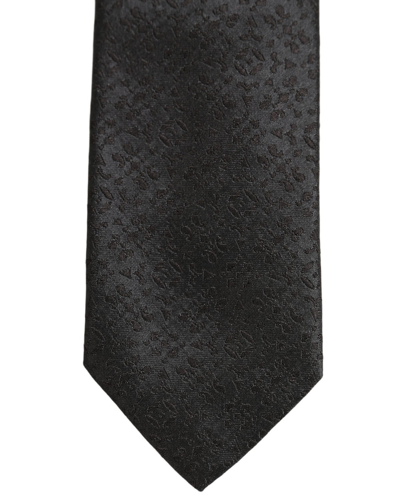 Dolce & Gabbana Black Jacquard Silk Adjustable Necktie Men Accessory Tie