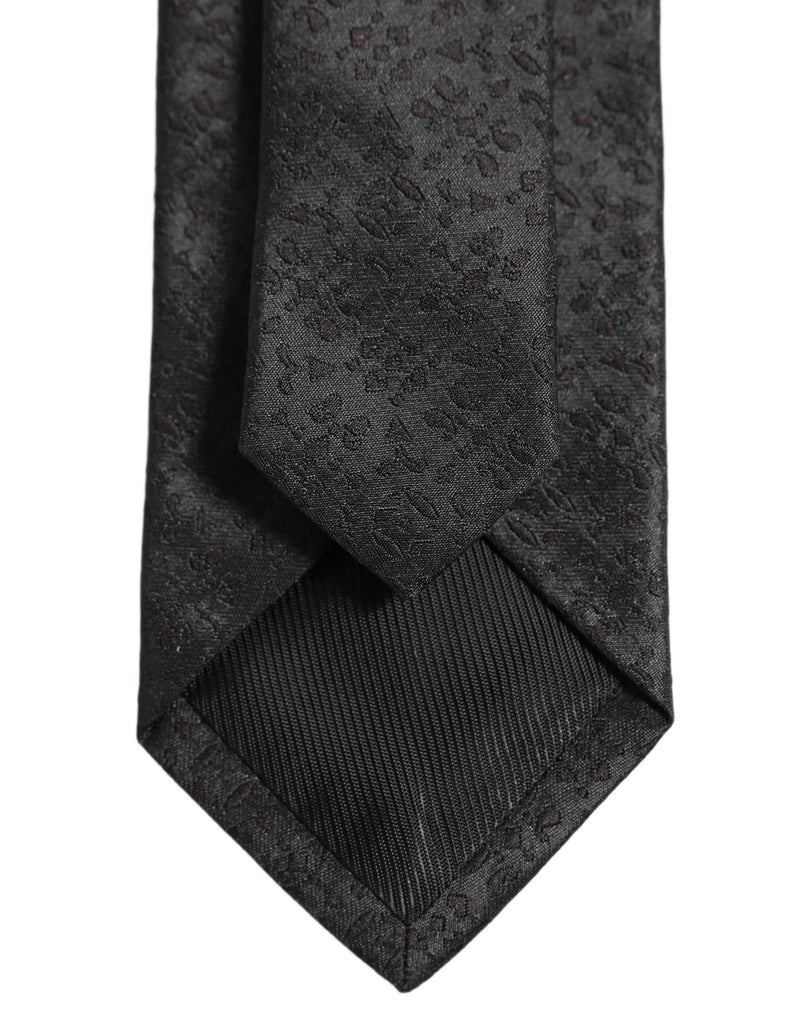 Dolce & Gabbana Black Jacquard Silk Adjustable Necktie Men Accessory Tie