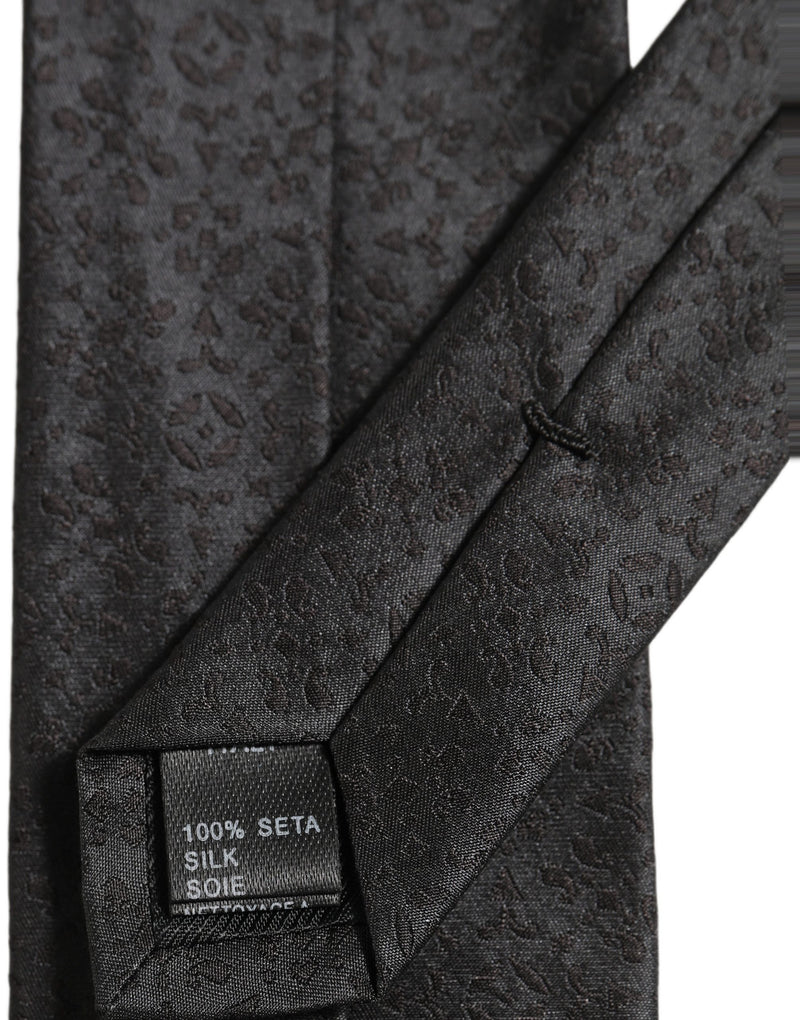 Dolce & Gabbana Black Jacquard Silk Adjustable Necktie Men Accessory Tie