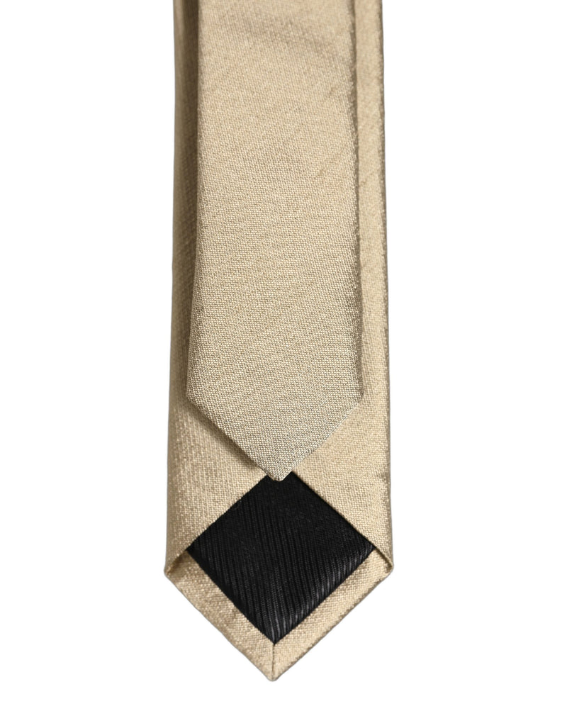 Dolce & Gabbana Gold Satin Silk Textured Adjustable Necktie Accessory Tie