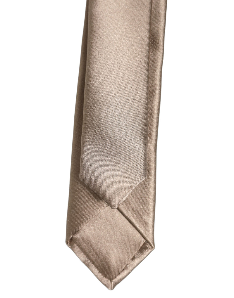 Dolce & Gabbana Brown Satin 100% Silk Adjustable Tied Men Necktie Tie