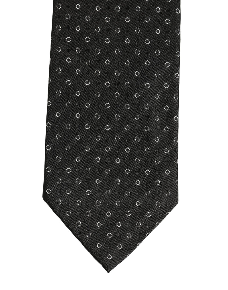 Dolce & Gabbana Black Geometric Circle Adjustable Necktie Accessory Tie