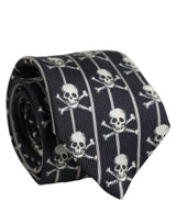 Dolce & Gabbana Men Black Silk Skull Fantasy Adjustable Tied Necktie Tie