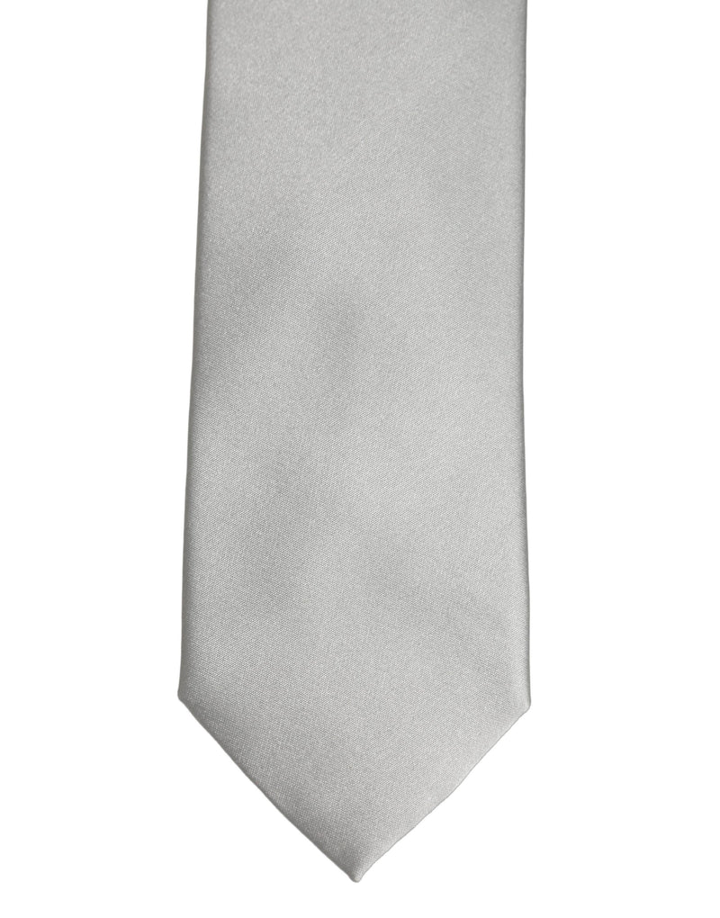 Dolce & Gabbana Gray Satin 100% Silk Adjustable Tied Men Necktie Tie