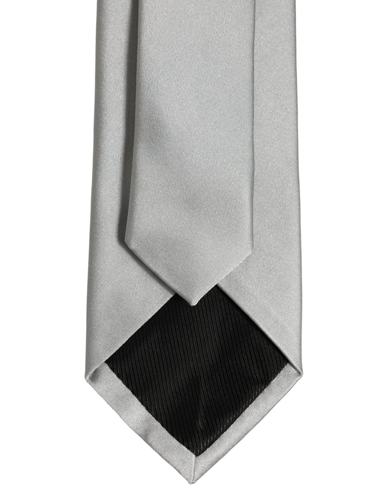 Dolce & Gabbana Gray Satin 100% Silk Adjustable Tied Men Necktie Tie