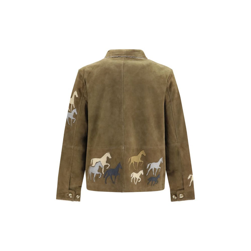 Baziszt Brown Suede Leather Full-Length Jacket