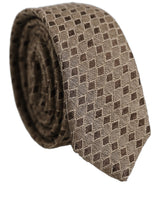 Dolce & Gabbana Brown Patterned Wool Adjustable Necktie Men Accessory Tie