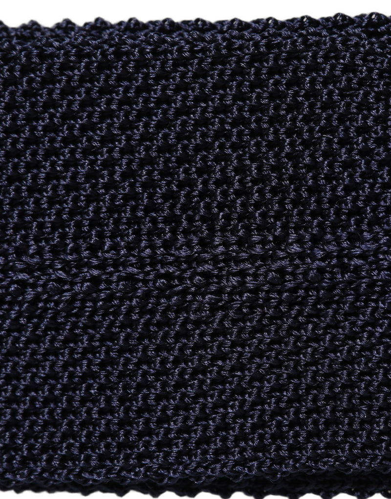 Dolce & Gabbana Dark Blue Textured Knitted Adjustable Necktie Accessory Tie