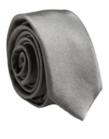 Dolce & Gabbana Gray Satin 100% Silk Adjustable Tied Men Necktie Tie