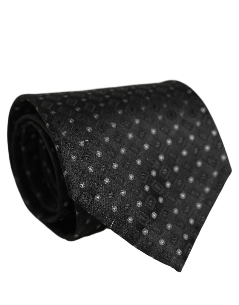 Dolce & Gabbana Black Jacquard Silk Adjustable Men Necktie Accessory Tie