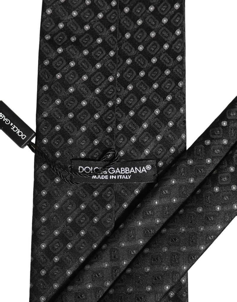 Dolce & Gabbana Black Jacquard Silk Adjustable Men Necktie Accessory Tie