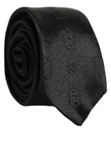 Dolce & Gabbana Black Silk Jacquard Adjustable Men Necktie Accessory Tie