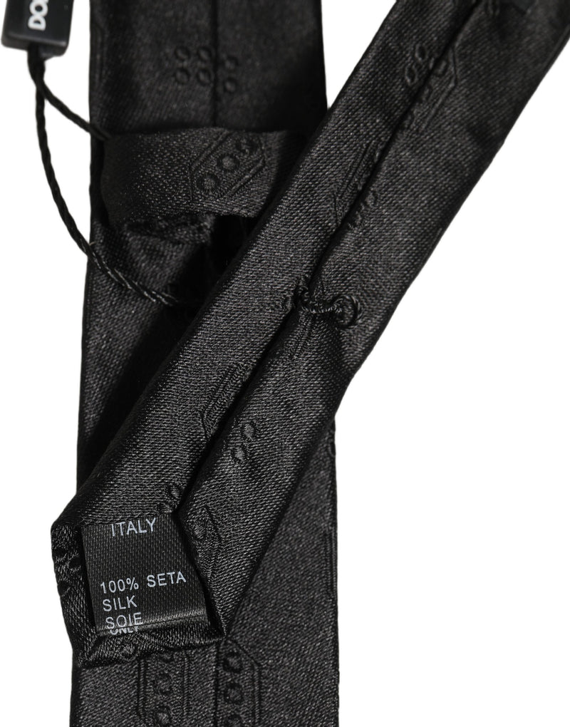 Dolce & Gabbana Black Silk Jacquard Adjustable Men Necktie Accessory Tie