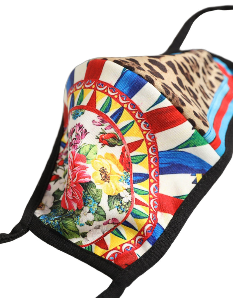 Dolce & Gabbana Multicolor Floral Leopard Elastic Ear Strap Face Mask