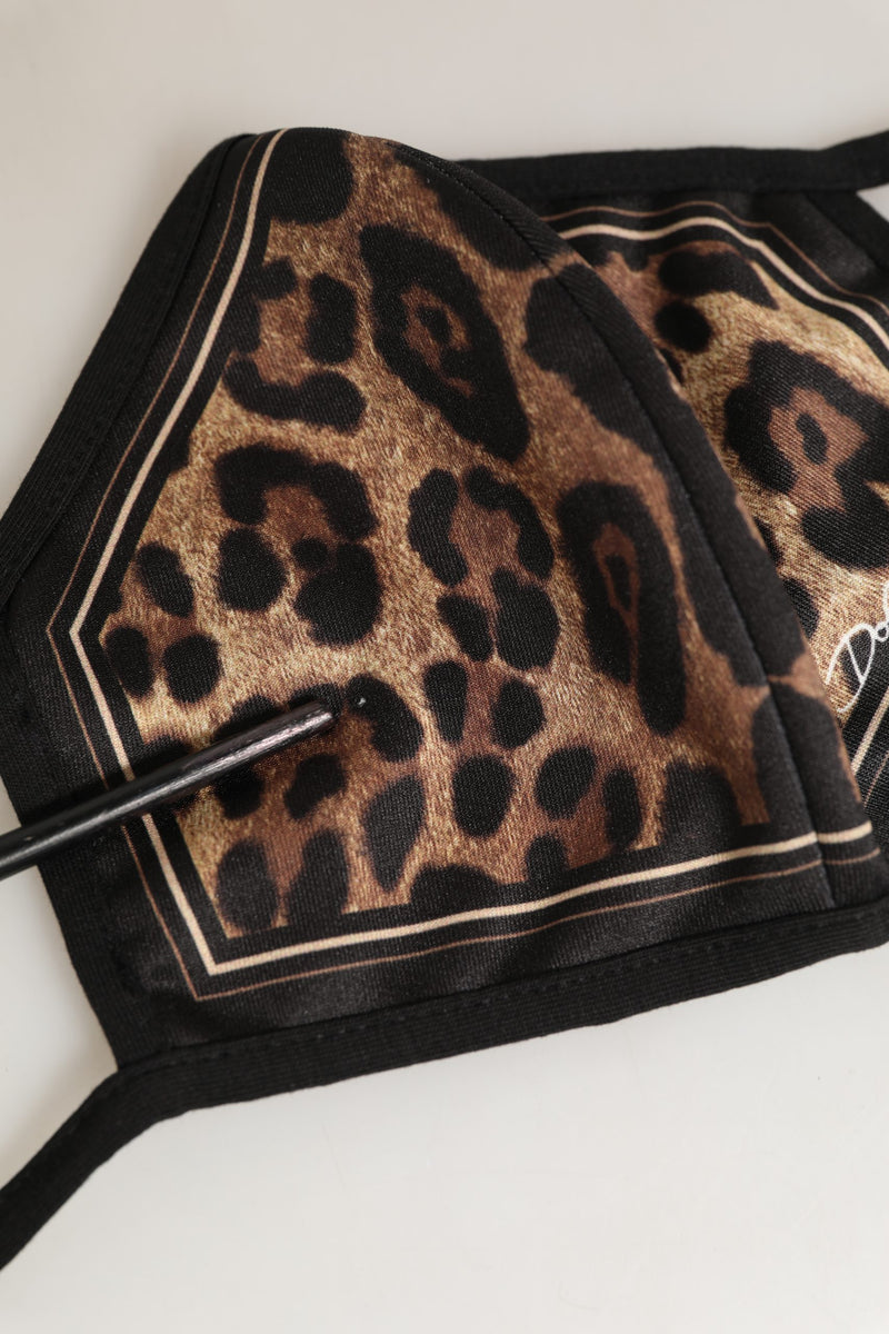 Dolce & Gabbana Brown Black Leopard Print Elastic Ear Strap Face Mask