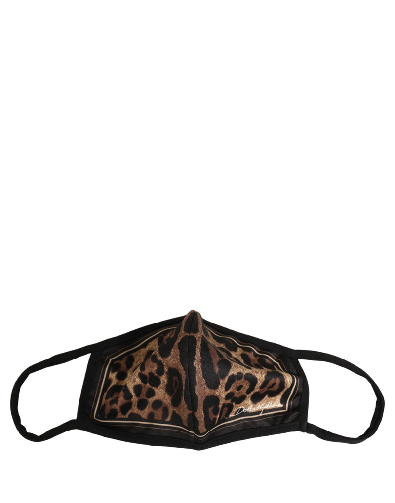 Dolce & Gabbana Brown Black Leopard Print Elastic Ear Strap Face Mask