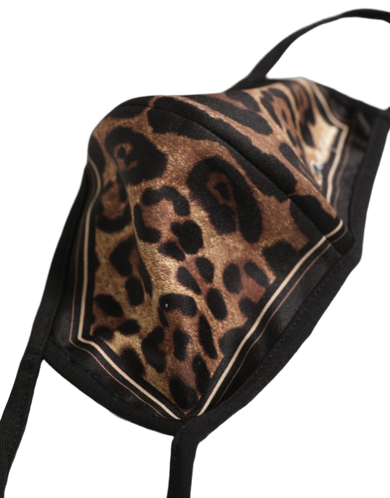 Dolce & Gabbana Brown Black Leopard Print Elastic Ear Strap Face Mask