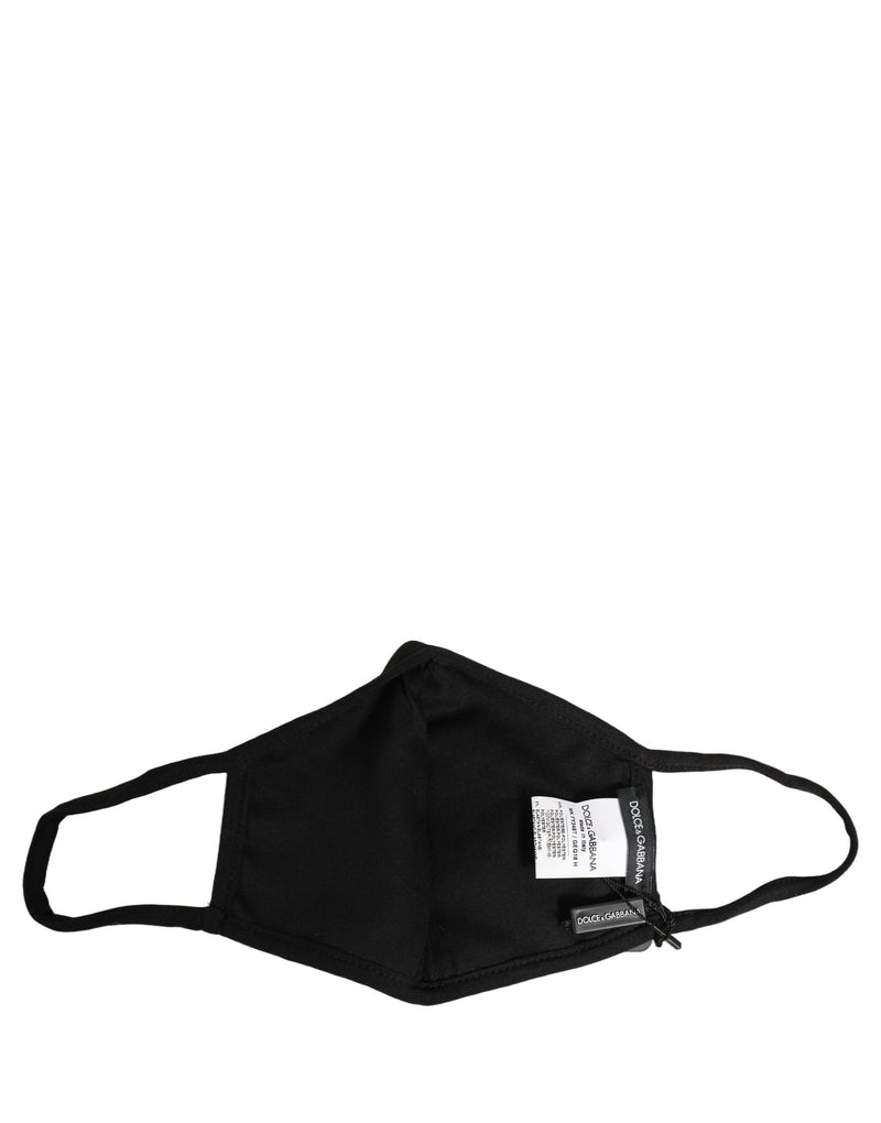 Dolce & Gabbana Black Baroque Print Polka Dot Elastic Ear Strap Face Mask