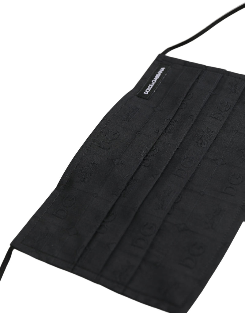 Dolce & Gabbana Black 100% Cotton Pleated Elastic Ear Strap Face Mask