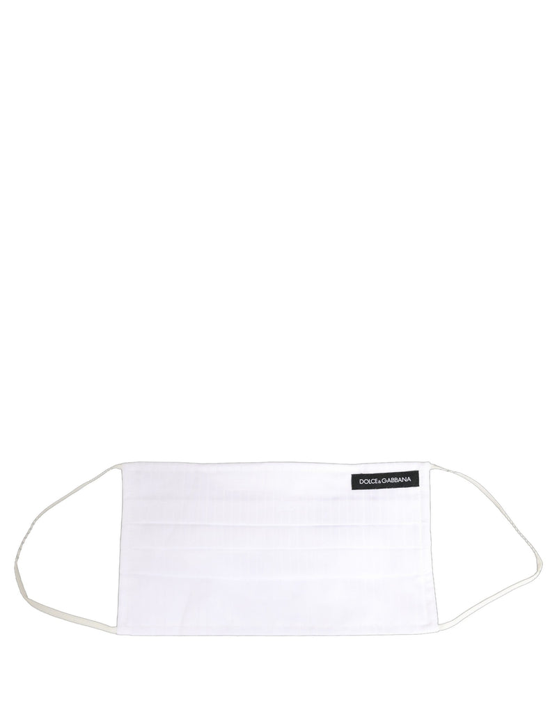 Dolce & Gabbana White 100% Cotton Pleated Elastic Ear Strap Face Mask