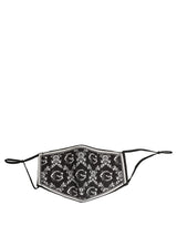 Dolce & Gabbana Black White Logo Baroque Elastic Ear Strap Face Mask