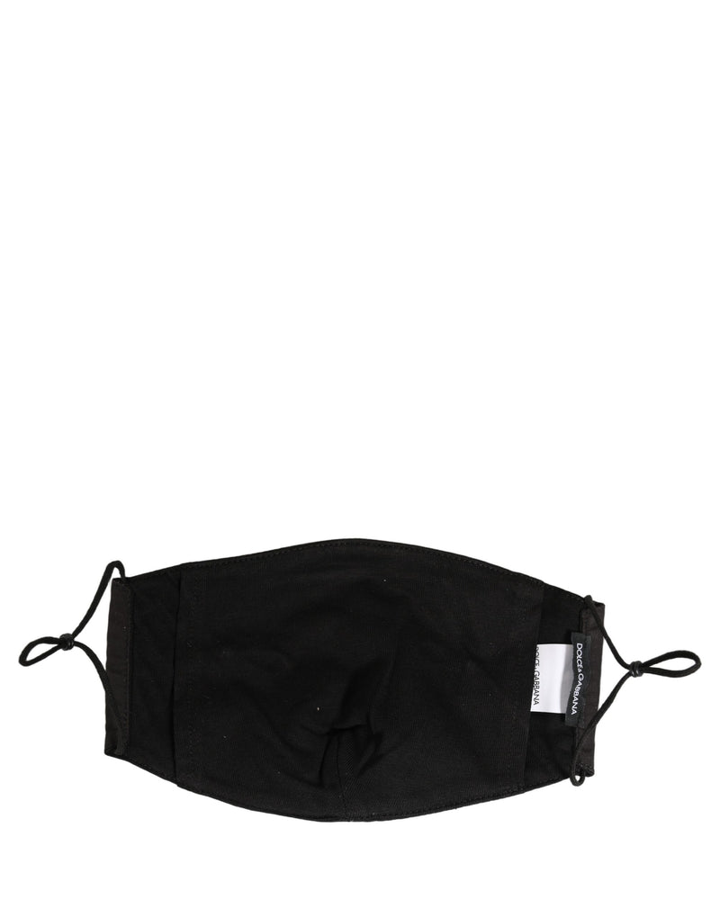 Dolce & Gabbana Black White Logo Baroque Elastic Ear Strap Face Mask