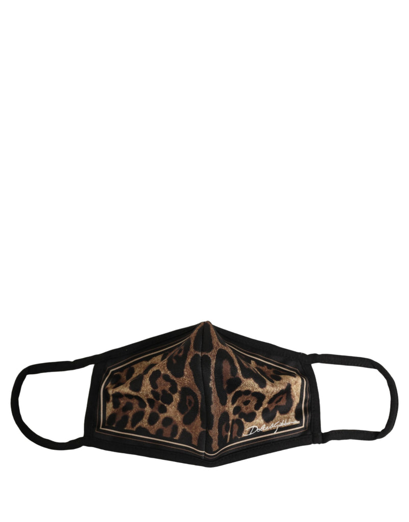 Dolce & Gabbana Brown Black Leopard Print Elastic Ear Strap Face Mask