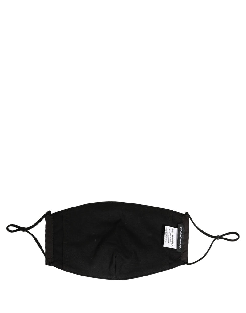 Dolce & Gabbana Black White Logo Baroque Elastic Ear Strap Face Mask