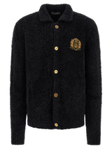 Dolce & Gabbana Black Alpaca Leather Cardigan