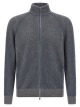 Brunello Cucinelli Blue Cashmere Cardigan