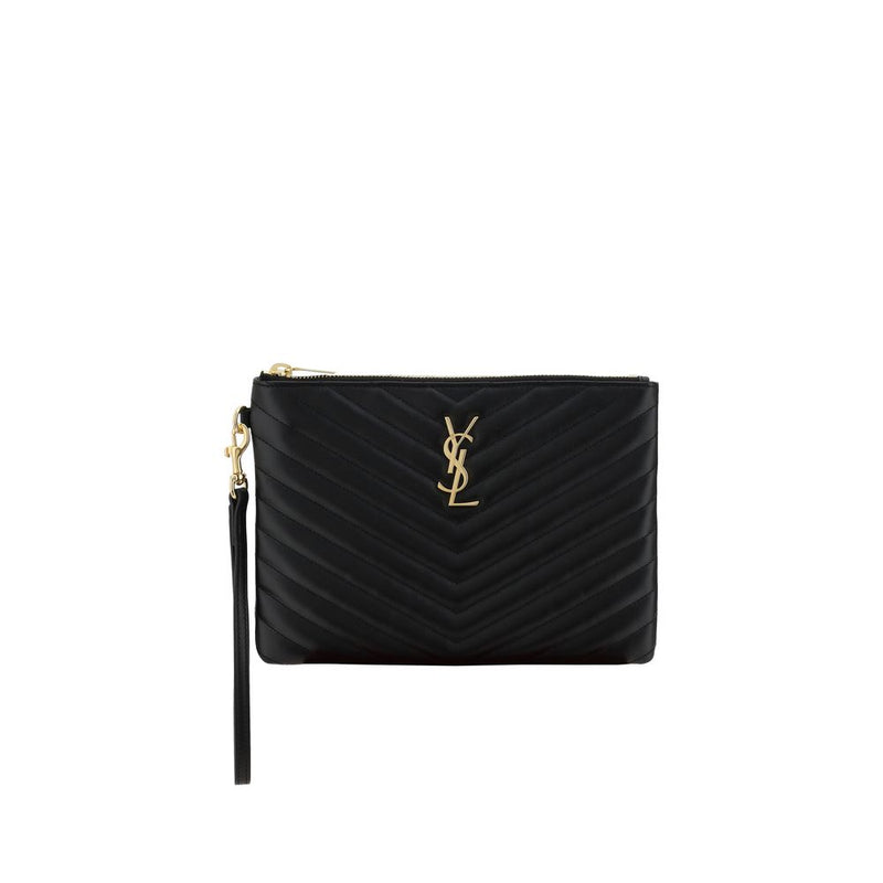Saint Laurent Black Calf Leather Bos Taurus Clutch Bag