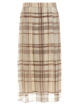 Brunello Cucinelli Beige Silk Midi Skirt
