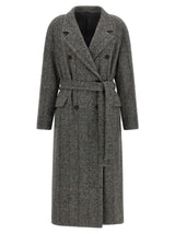 Brunello Cucinelli Gray Alpaca Leather Coat
