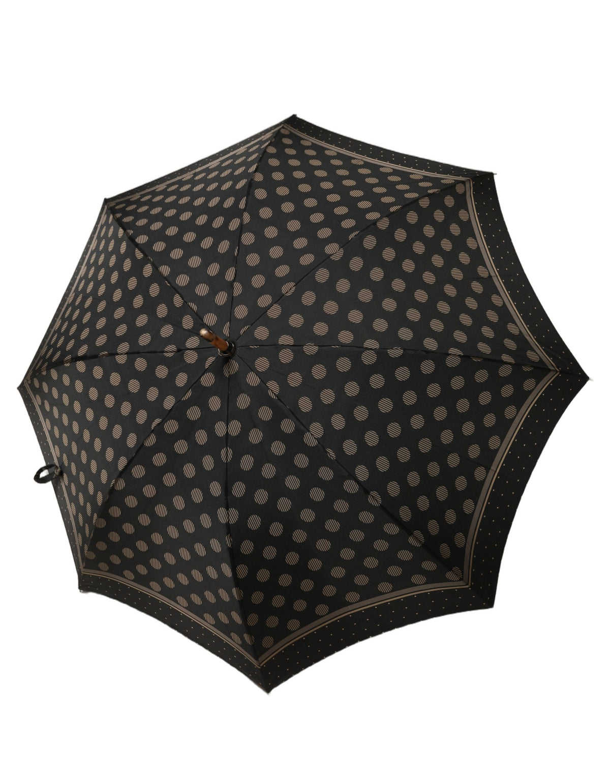 Dolce & Gabbana Black Gold Jacquard Polka Dot Long Handle Umbrella