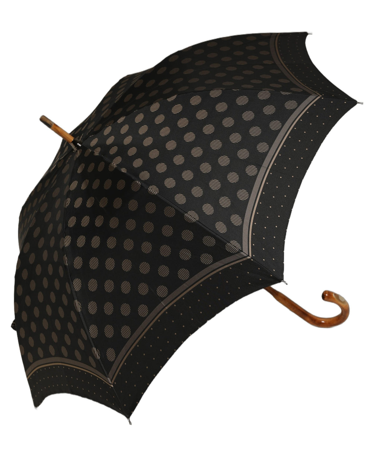 Dolce & Gabbana Black Gold Jacquard Polka Dot Long Handle Umbrella