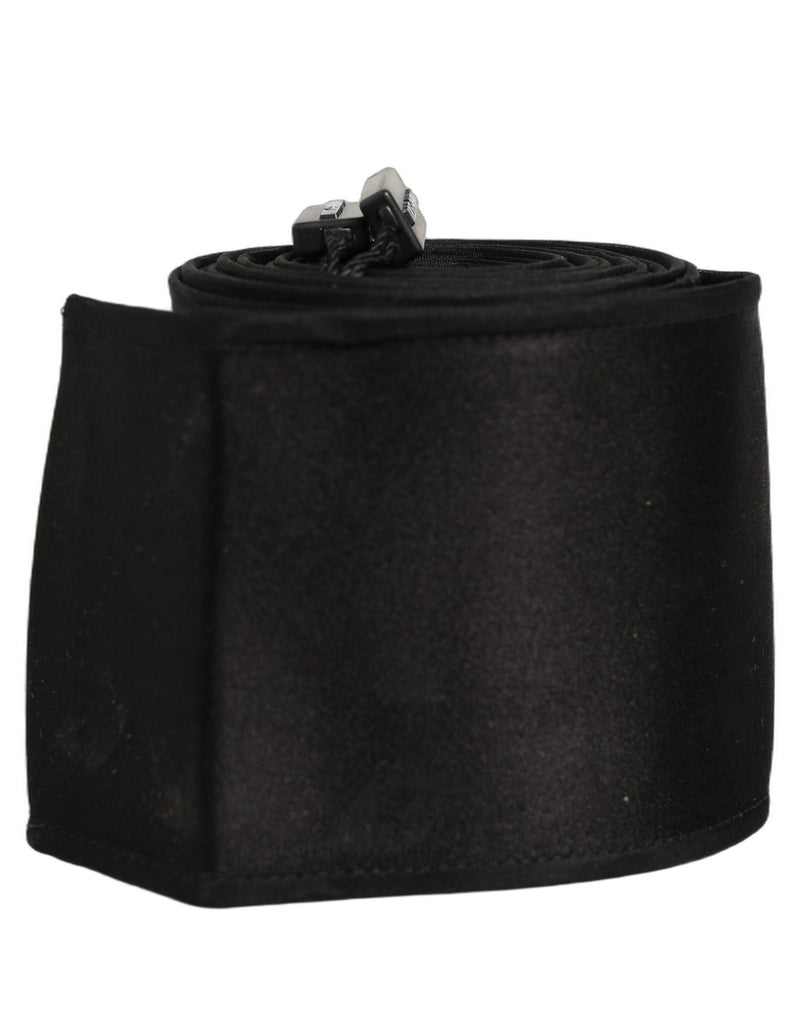 Dolce & Gabbana Black Satin Silk Wide Band Waist Cintura Belt