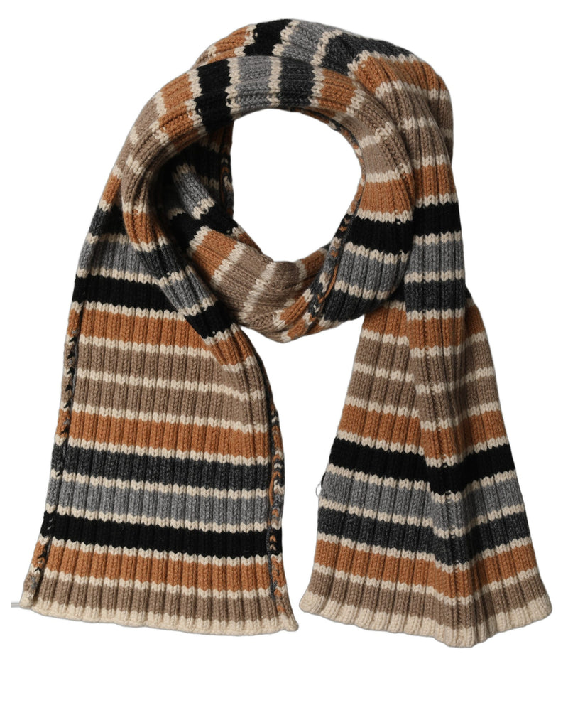 Dolce & Gabbana Multicolor Striped Knitted Viscose Shawl Scarf