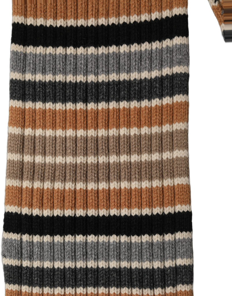 Dolce & Gabbana Multicolor Striped Knitted Viscose Shawl Scarf