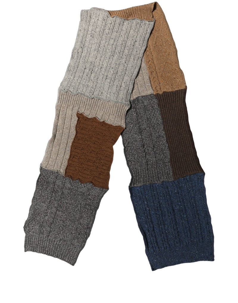Dolce & Gabbana Multicolor Patchwork Wool Knit Shawl Scarf