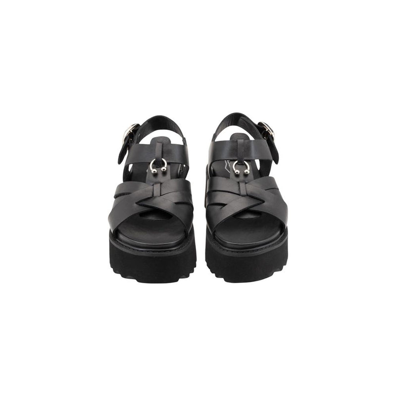 Cult Black Leather Platform Sandals