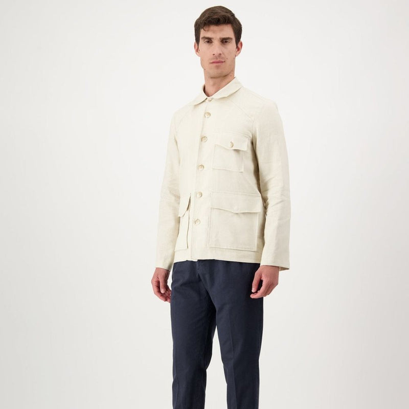 Autore Beige Linen Full-Length Jacket