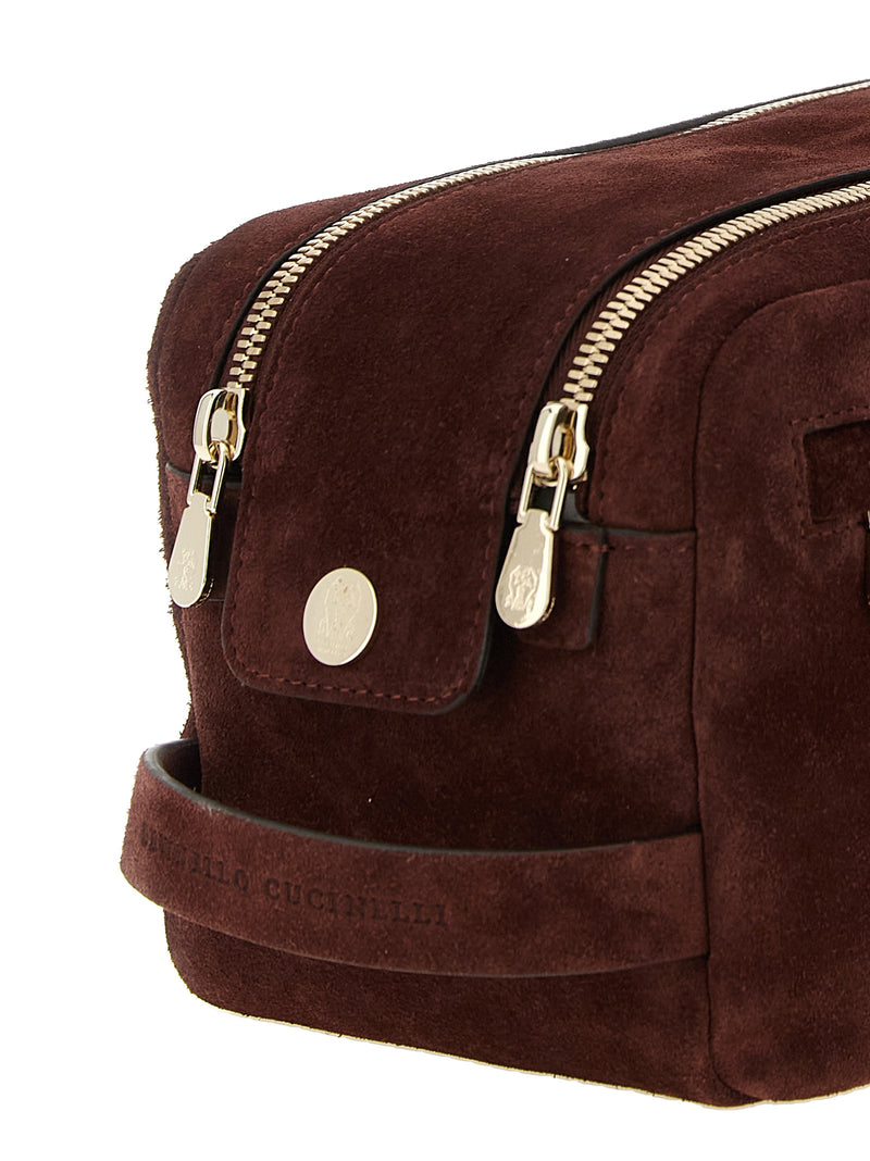 Brunello Cucinelli Bordeaux Calfskin Beauty Case