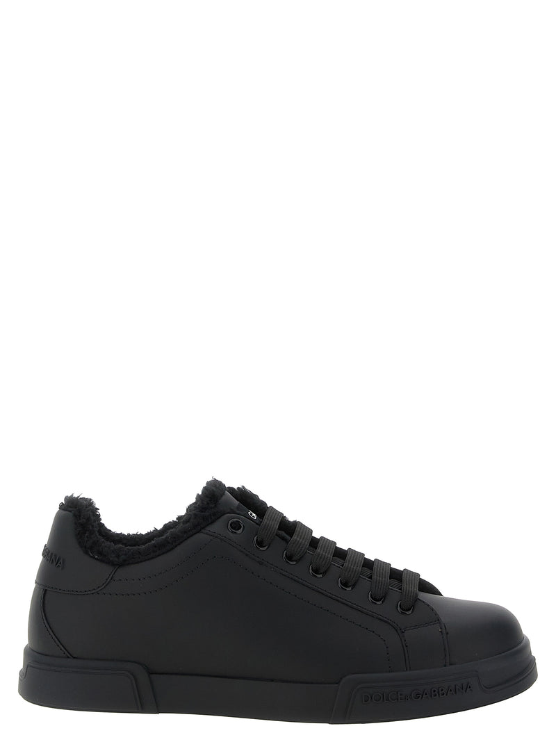 Dolce & Gabbana Black Calfskin Low Top Sneakers