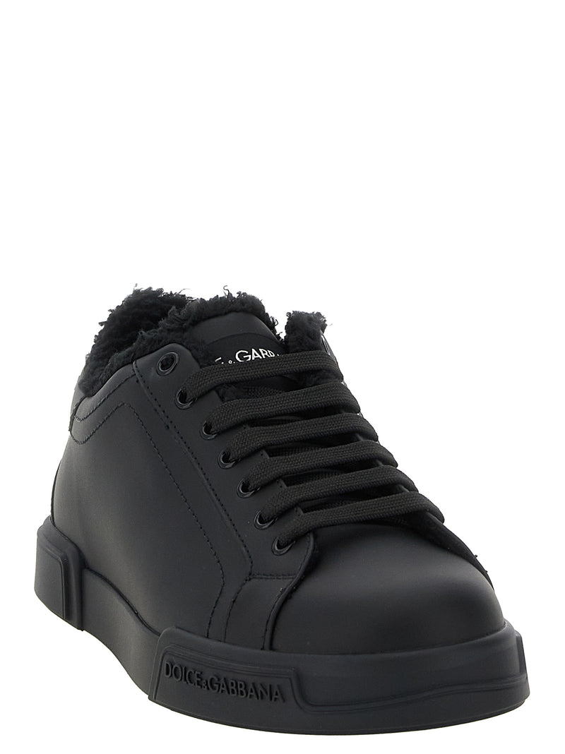 Dolce & Gabbana Black Calfskin Low Top Sneakers
