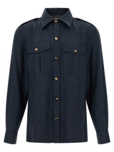 Brunello Cucinelli Blue Virgin Wool Blouse