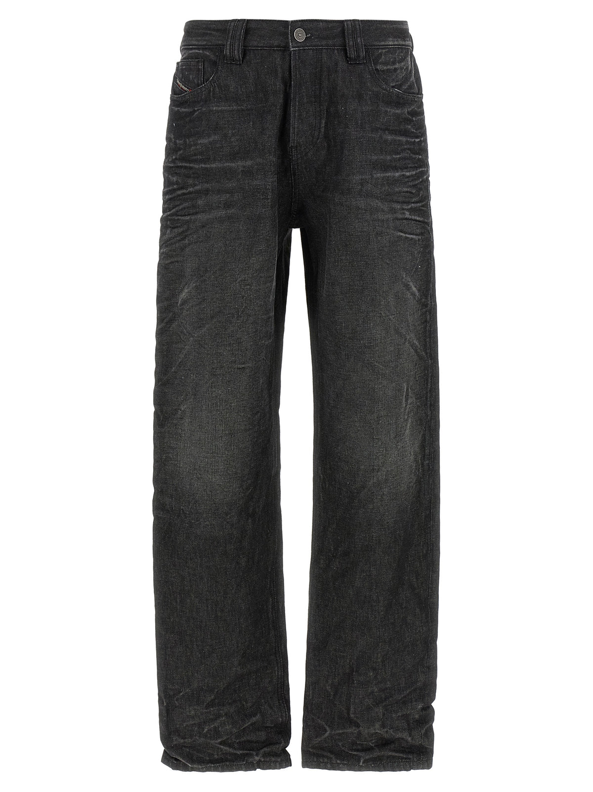 Diesel Gray Cotton Straight-Leg Jeans
