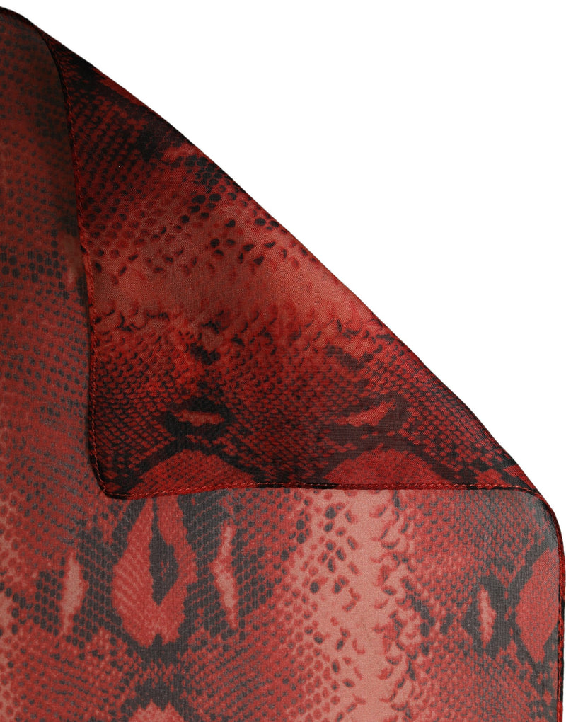 Dolce & Gabbana Red Black Printed Silk Sheer Foulard Scarf
